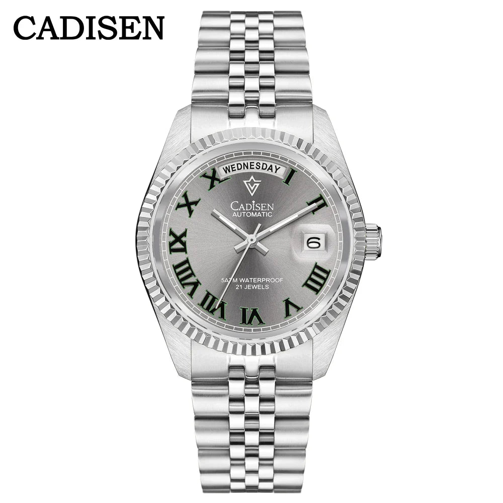 Cadisen C8228 DD38 Watch Diamond Dial MIYOTA 8285 AR Sapphire Crystal luminous 38MM 5Bar
