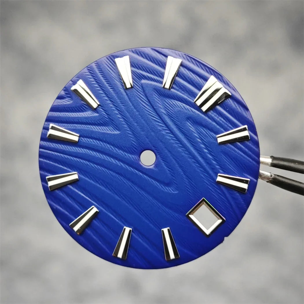 28.5mm Green Luminous Watch Dial Wood Texture Watch Faces Replace Accessories for SKX007 NH35/NH36/4R/7S Movement Watch Parts