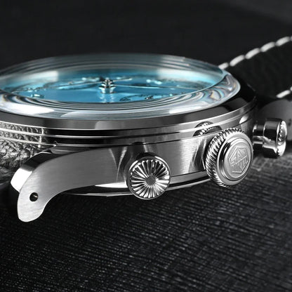 San Martin Men Quartz Watch VK64 Chronograph 38mm SN0101  Sapphire Glass Quick Release Strap 5bar