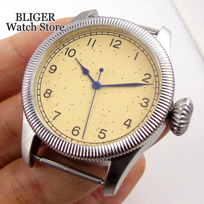 39mm vintage pilot Case 33.5mm Dial Sapphire Glass For NH35 NH35A 2824 PT5000 Waterproof Watch Case Screw Crown
