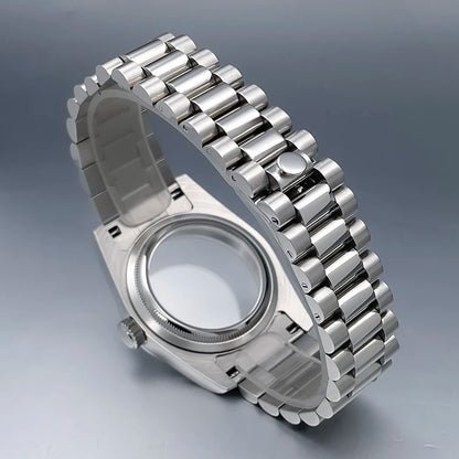 36mm/39mm NH35 Case President Jubile Strap Diamond Bezel Sapphire Glass Mod For NH35 NH36 Movement Watch Case Accessories Parts