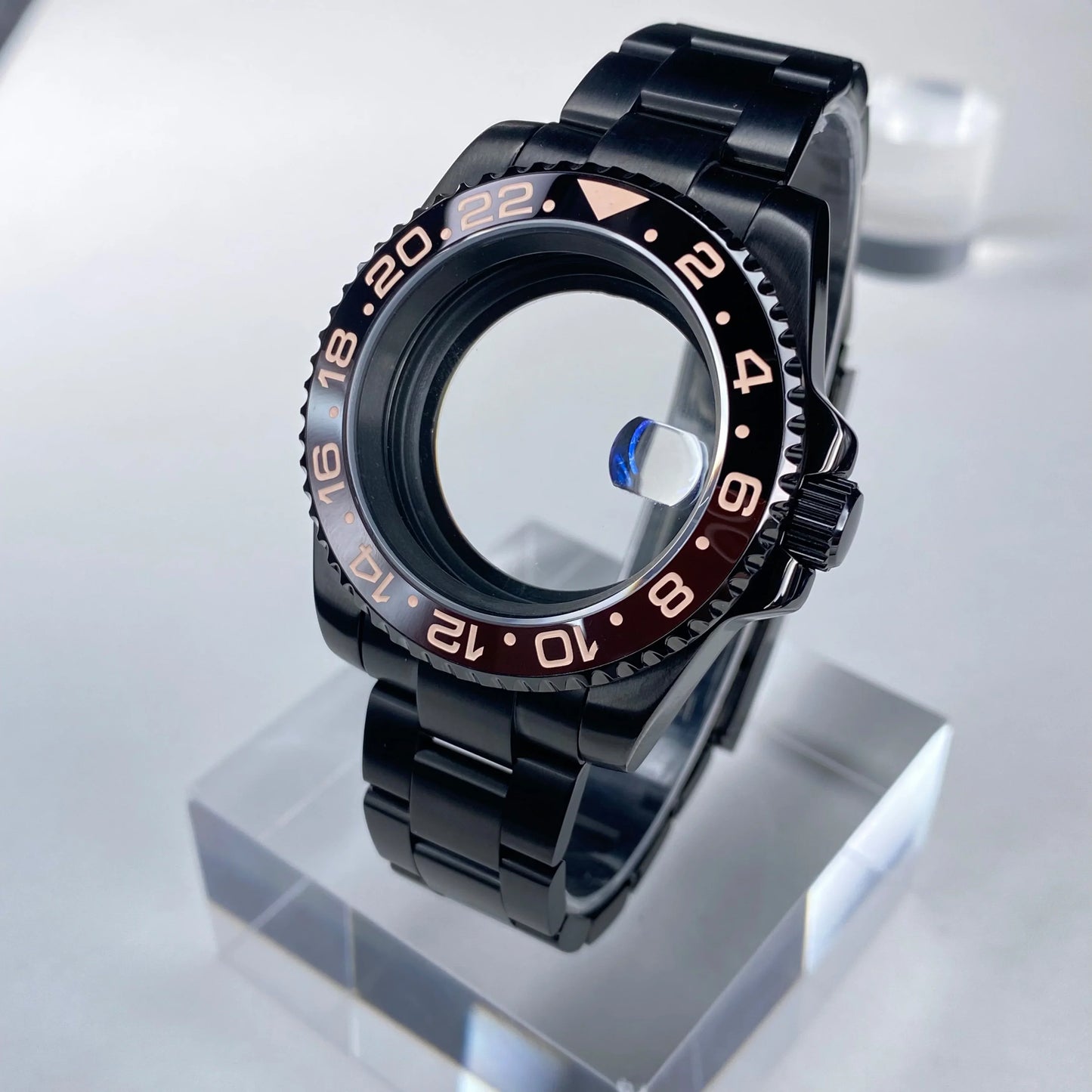 GMT/SUB NH35 watch case 40mm Black Stainless Steel High Quality Sapphire Glass Alloy/Ceramic Bezel case fit nh35 movement