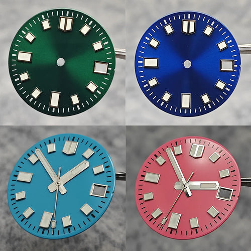 Modification 28.5mm Watch Dial Green Luminous Trend Watch Faces with Single Date Watch Accessory Suitable for NH35 Movement
