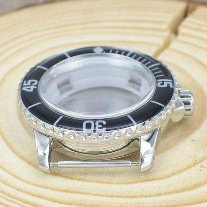 45MM Stainless Steel NH35 Watch Case 100m Waterproof Unidirectional Bezel for 50 FATHOMS NH34 NH35 NH36 NH38 Watch Accessories