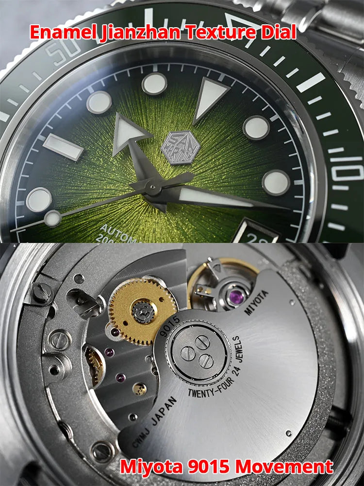San Martin Diver SN0148G 40mm  Miyota 9015 Automatic Enamel Sunburst Dial 20bar  Ar Sapphire BGW9 Lume