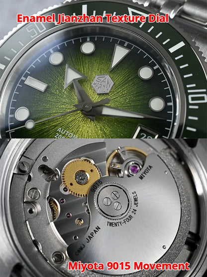 San Martin Diver SN0148G 40mm  Miyota 9015 Automatic Enamel Sunburst Dial 20bar  Ar Sapphire BGW9 Lume