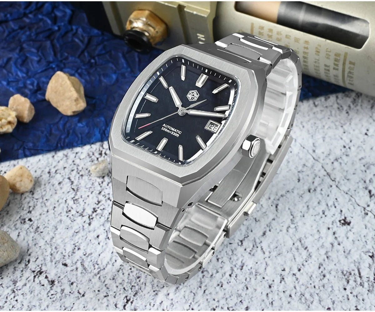 San Martin Dress Watch SN0145 39.5mm Tonneau Luxury Mineral Dial  PT5000 SW200 Automatic AR Sapphire Luminous