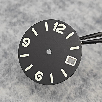 28.5mm Watch Dial Digital Sunburst/Frosted Faces Green Luminous Men's Watch Modification Parts for NH35/NH36/4R/7S Movement