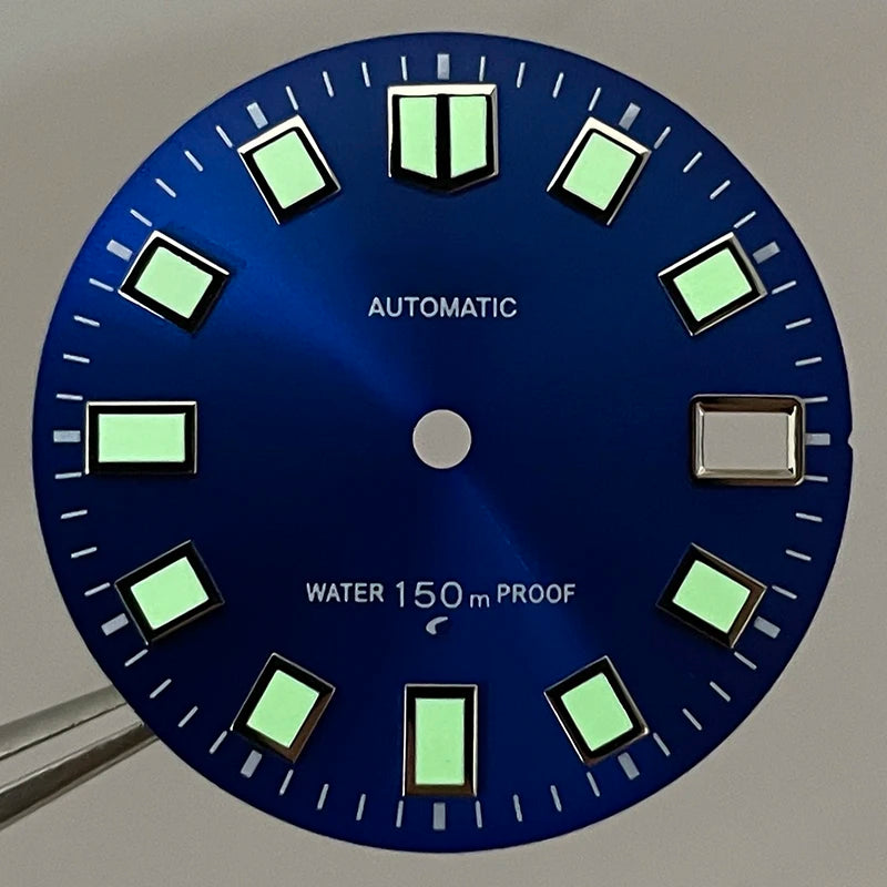 28.5mm NH35S Logo Dial Sunray 62MAS Prospex Seik Mod Watch Case Modified Parts Green Luminous Suitable For NH35 NH36 Watch Dial