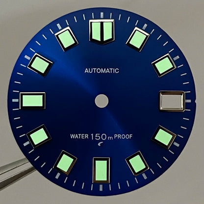 28.5mm NH35S Logo Dial Sunray 62MAS Prospex Seik Mod Watch Case Modified Parts Green Luminous Suitable For NH35 NH36 Watch Dial