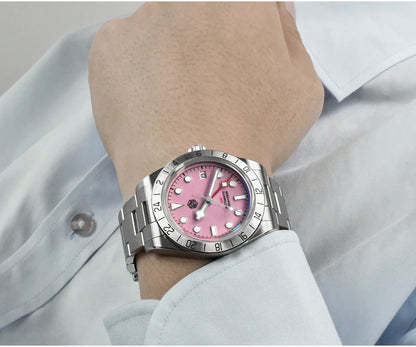 San Martin SN0054G GMT Pink Dial BB  39mm NH34 Automatic Watch 10Bar AR Sapphire BGW9 Lume