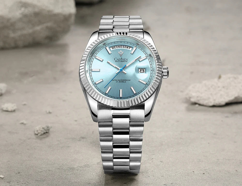 CADISEN C8215 DD40 Watches Day-Date AR Sapphir 10Bar MIYOTA 8285 Movt 40MM