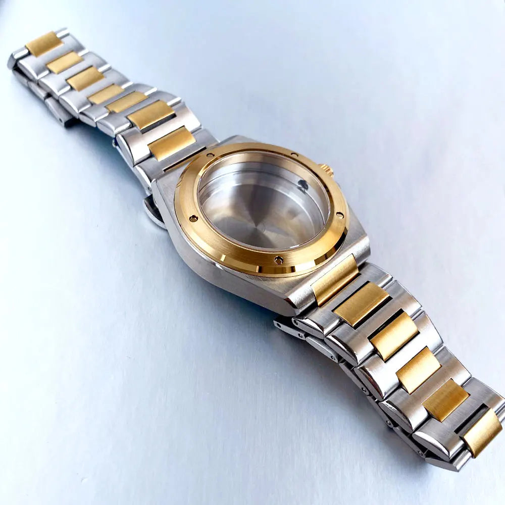 Engineer Watch Case 20ATM Waterproof 40mm Two Tone Gold Sapphire Glass Fit NH35 NH36 NH34 Movement pt5000 eta2824