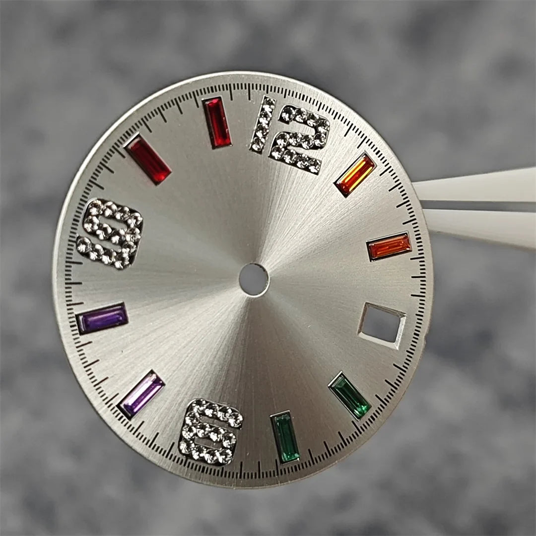 28.5mm Watch Parts Watch Dial Sun Pattern Rainbow Scale Watch Faces Modification Accessories for NH35/NH36/4R/7S Movement
