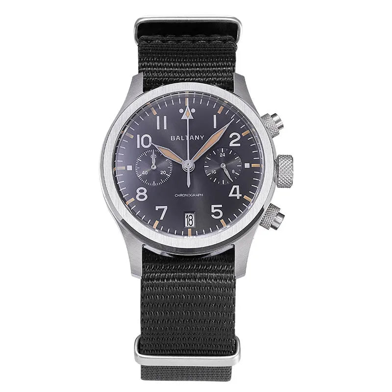 Customizable watch Baltany Military Chronograph watch S5057 Retro Quartz VK64 10ATM  Swiss Lume AR Sapphire