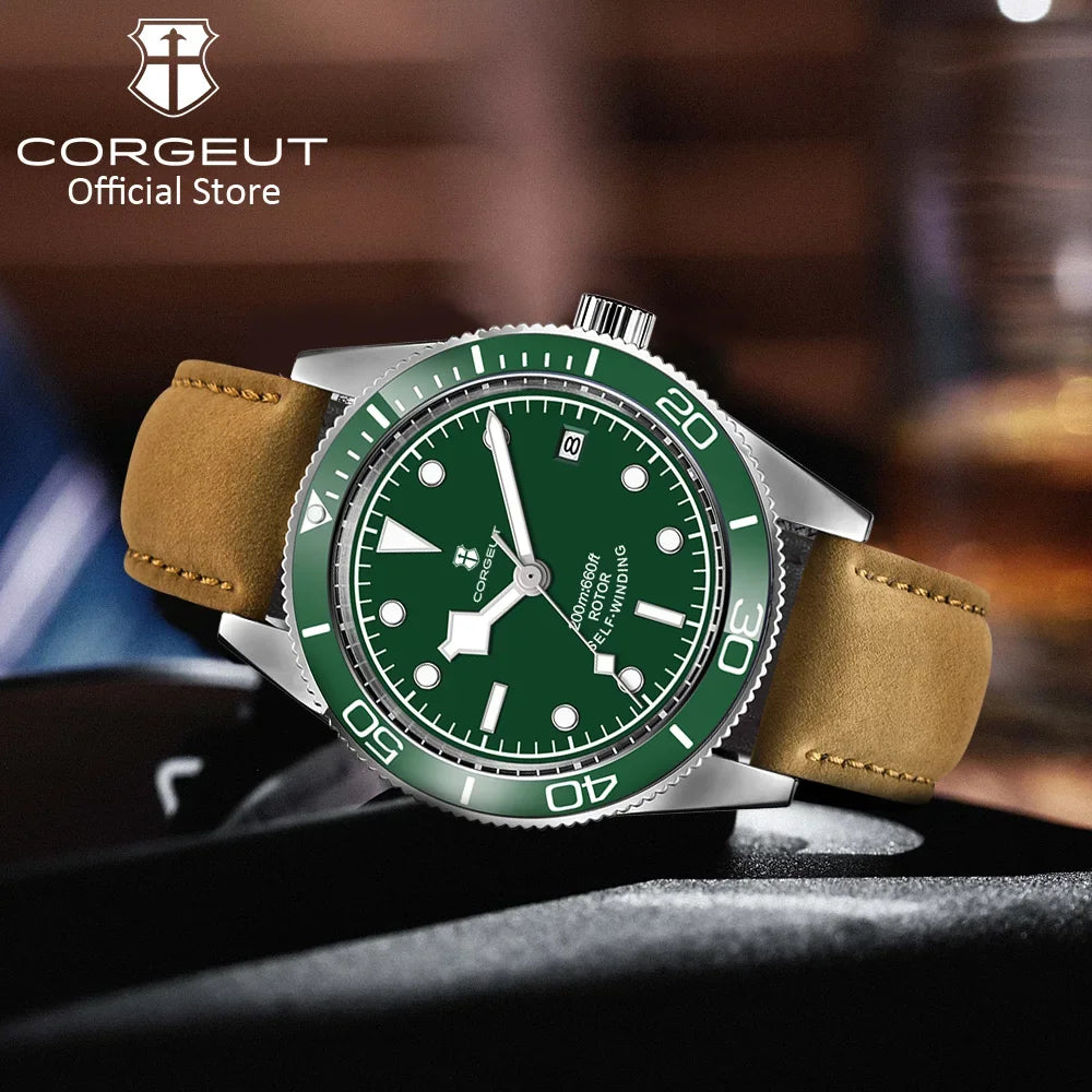 CORGEUT 41mm Submariner Diver Sapphire Ceramic Bezel 10Bar NH35 Automatic Glass Back