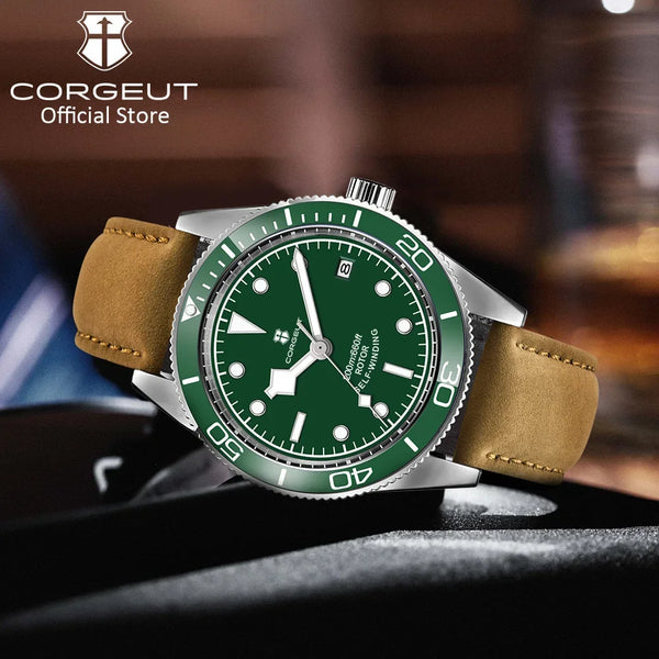 CORGEUT 41mm Submariner Diver Sapphire Ceramic Bezel 10Bar NH35 Automatic Glass Back