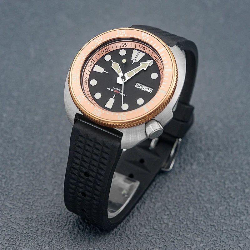 Sterile Albalone Turtle Watch  Golden ceramic bezel SKX6105 6309 NH36A sapphire 20Bar