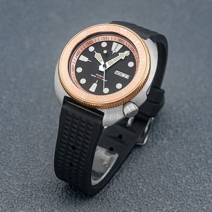 Sterile Albalone Turtle Watch  Golden ceramic bezel SKX6105 6309 NH36A sapphire 20Bar