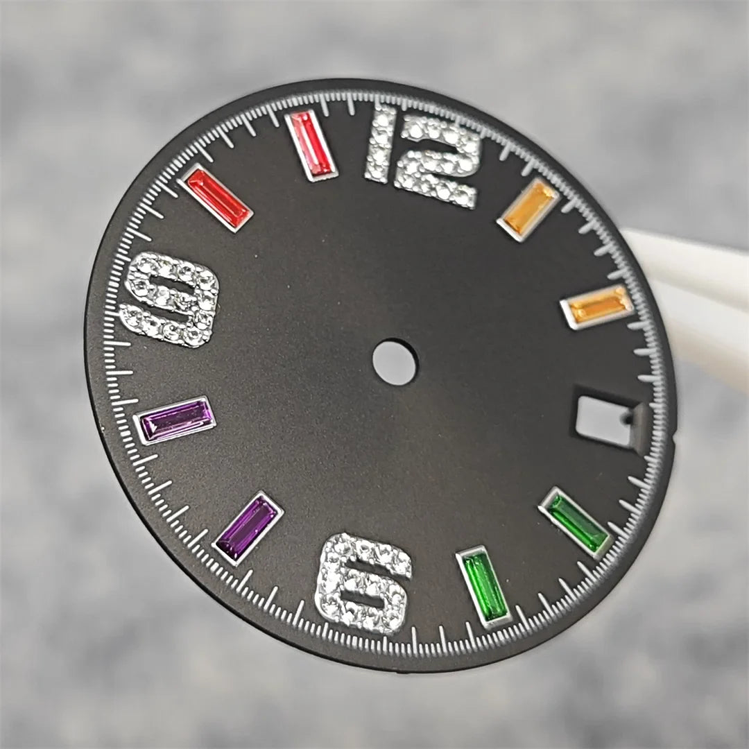 28.5mm Watch Parts Watch Dial Sun Pattern Rainbow Scale Watch Faces Modification Accessories for NH35/NH36/4R/7S Movement