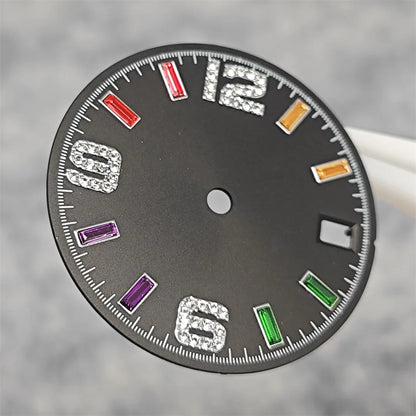 28.5mm Watch Parts Watch Dial Sun Pattern Rainbow Scale Watch Faces Modification Accessories for NH35/NH36/4R/7S Movement