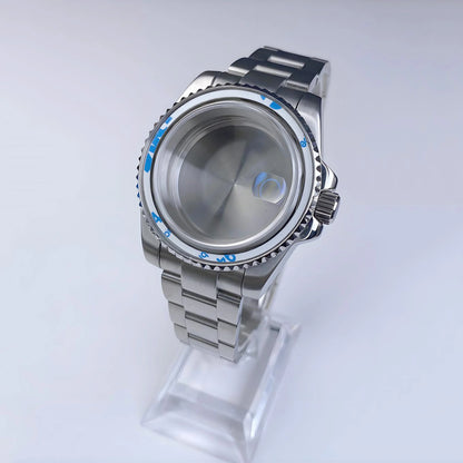 Sub Watch Case NH35 sliver 40mm GMT/SUB 120 clicks Stainless Steel Sapphire Glass fit nh34 nh35 nh36 movement 28.5mm Date Dial