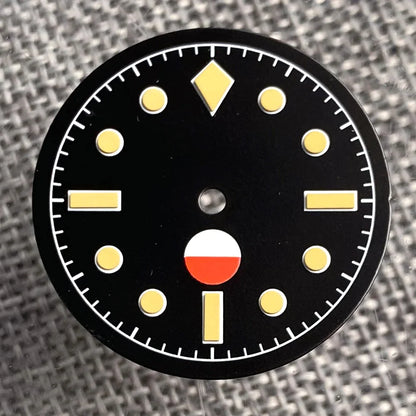 Non-Radiation 50-FATHOMS Watch Dial Parts 29mm for NH35 PT5000 Green Luminous Case Parts Sterile Nologo Hand Set for Dive Watch