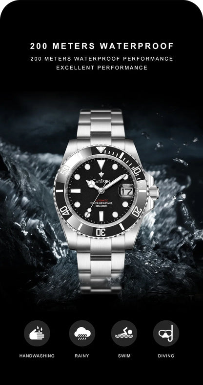 CADISEN C8216 Submariner Diver NH35A Movement AR Sapphire BGW9 Lume 40MM 20Bar