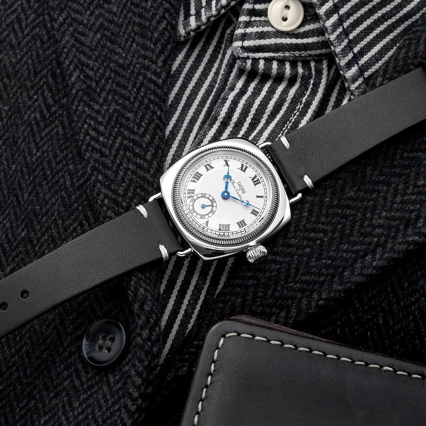 Thorn T002  Retro Square Sub Second 36mm Sapphire Glass VD78 Quartz Movement 10bar