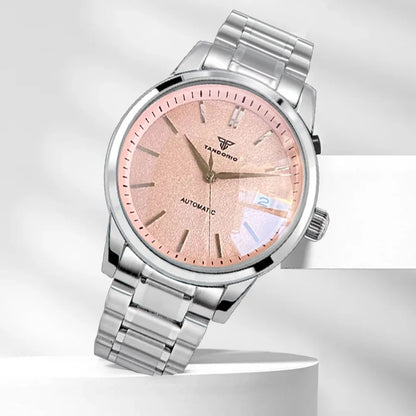 Tandorio NH35A Double Dome Sapphire Dress Wristwatch polished 40MM 20bar TD152 Glass Back