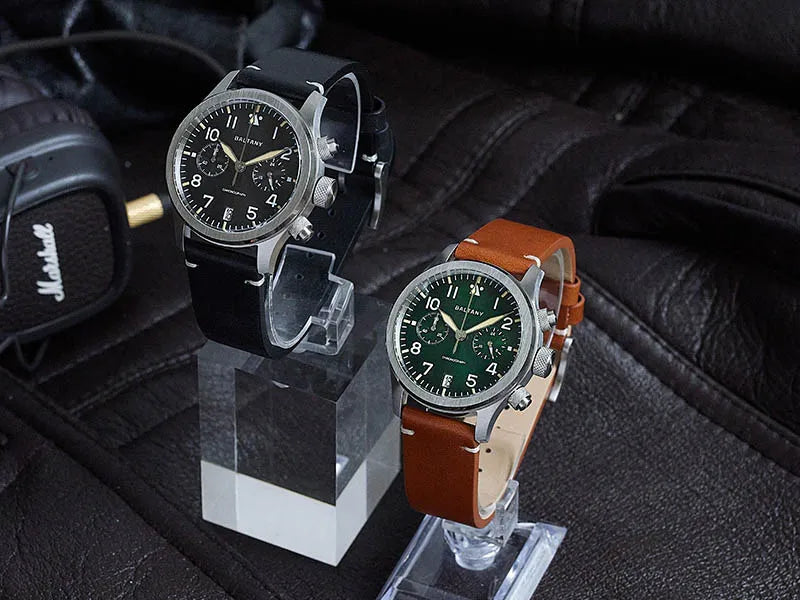 Customizable watch Baltany Military Chronograph watch S5057 Retro Quartz VK64 10ATM  Swiss Lume AR Sapphire