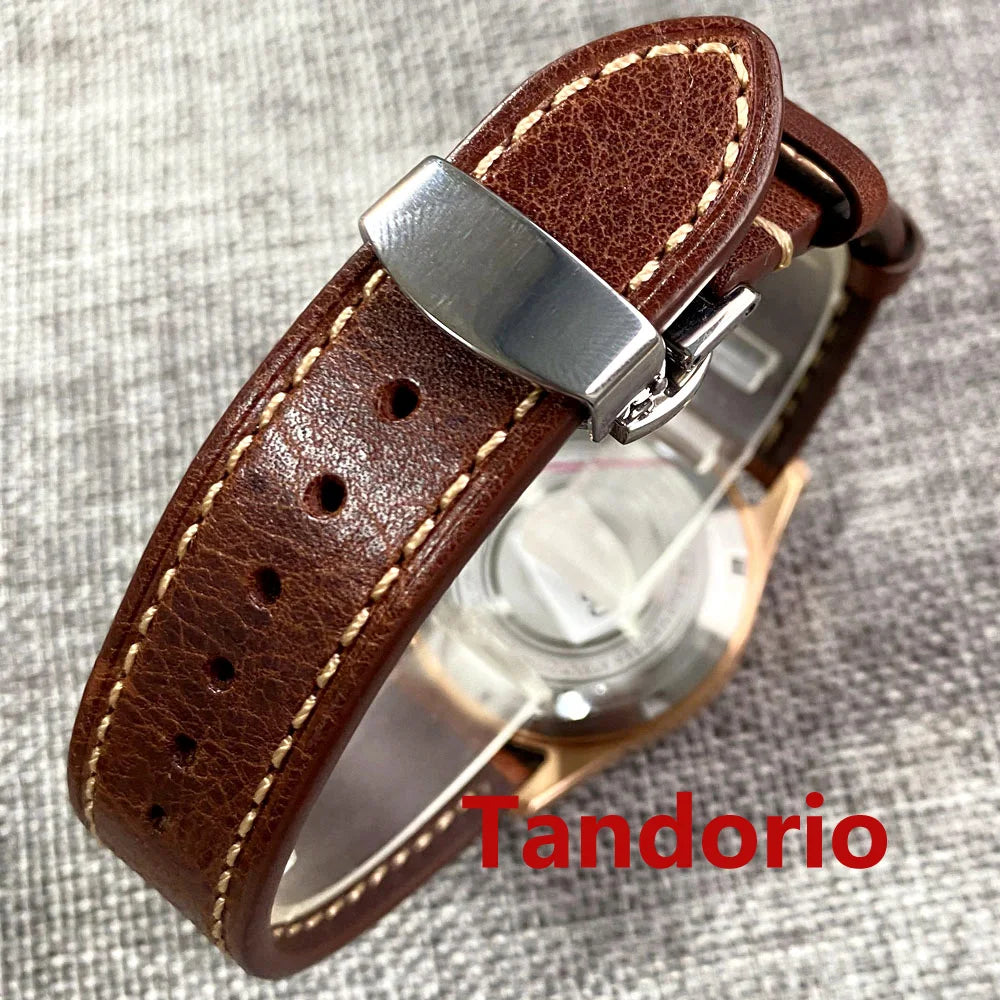 Tandorio Bronze Pilot Watch TD147R 20ATM 36mm Wine Red Dial NH35A  Sapphire Crystal