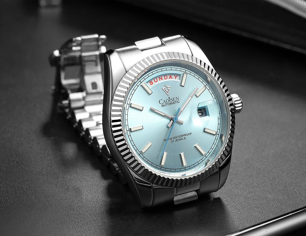 CADISEN C8215 DD40 Watches Day-Date AR Sapphir 10Bar MIYOTA 8285 Movt 40MM