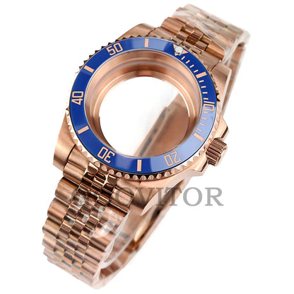 NH35 Watch Case 40mm For GMT YACHT-MASTER Seiko NH34/NH35/NH36/NH38 Movement Rose Gold Jubilee Bracelet Submariner NH35 Case