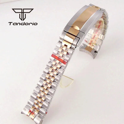 20mm Width Yellow/Rose Gold Coated Black PVD Stainless Steel Jubilee Watch Bracelet Watchband Folding Clasp Fit 40mm SUB Watch