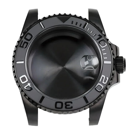 42mm Black PVD Yacht master Skx007 Steel Black Matte Waterproof Watch Case With Sapphire Crystal For Nh35 Nh36 Movement 28.5mm Dial Mods
