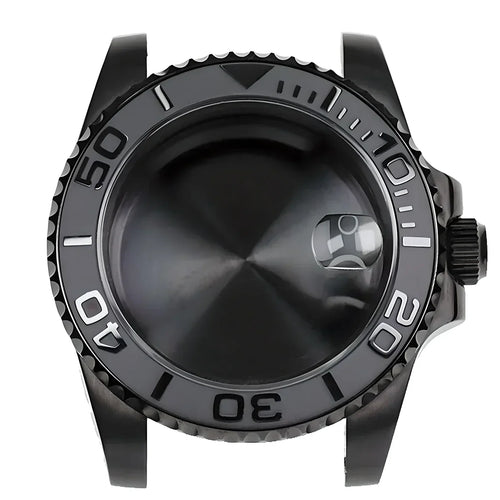 42mm Black PVD Yacht master Skx007 Steel Black Matte Waterproof Watch Case With Sapphire Crystal For Nh35 Nh36 Movement 28.5mm Dial Mods