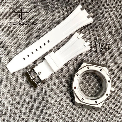 42mm Royal Oak AP Case Stainless Steel Brushed Octagon Watch Case Bracelet Glass Back Chapter Ring Sapphire Glass Fit NH35 NH36 Automatic Movement