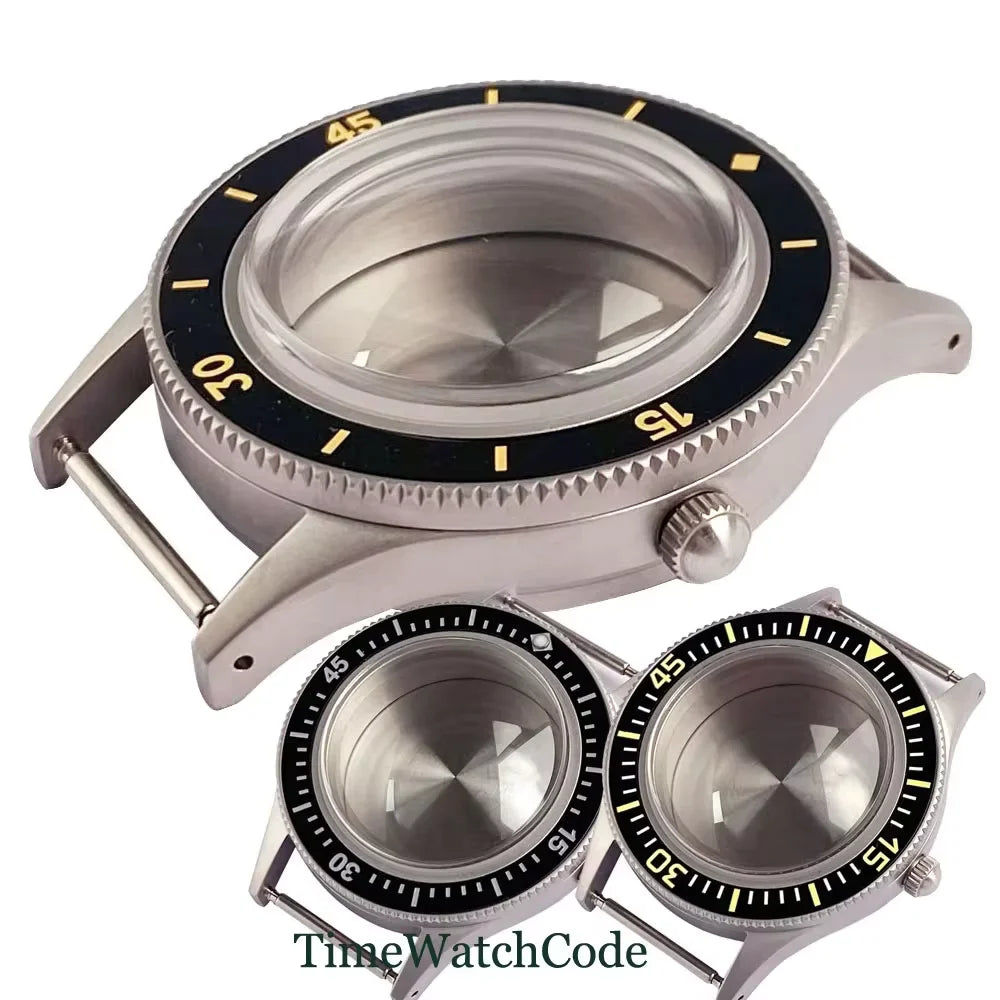 50 FATHOMS Fit NH34 NH35 NH36 NH38 NH70 NH72 ETA2824 PT5000 SW200 Watch Case Double Bow Sapphire Crystal 20BAR Sandblasted 40mm