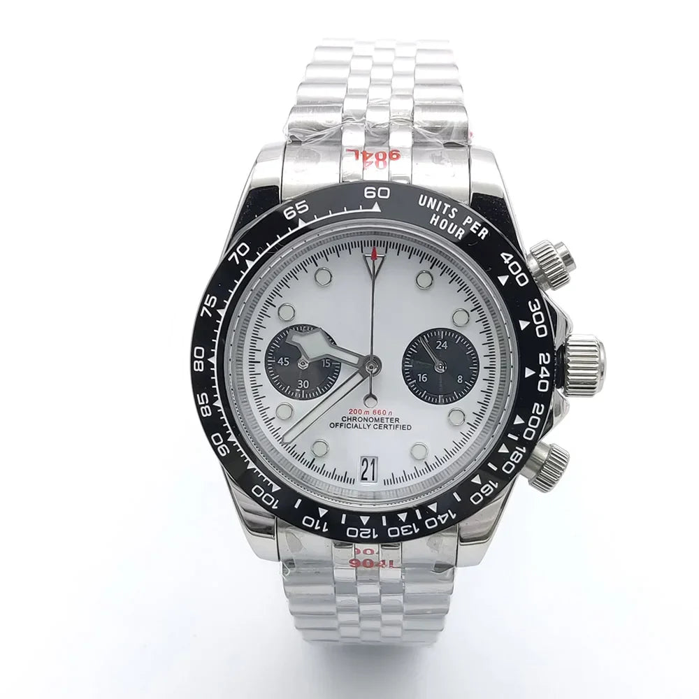 Sterile Chronograph Watch Customizable VK64 Quartz 40mm Panda Sapphire 39MM 5BAR