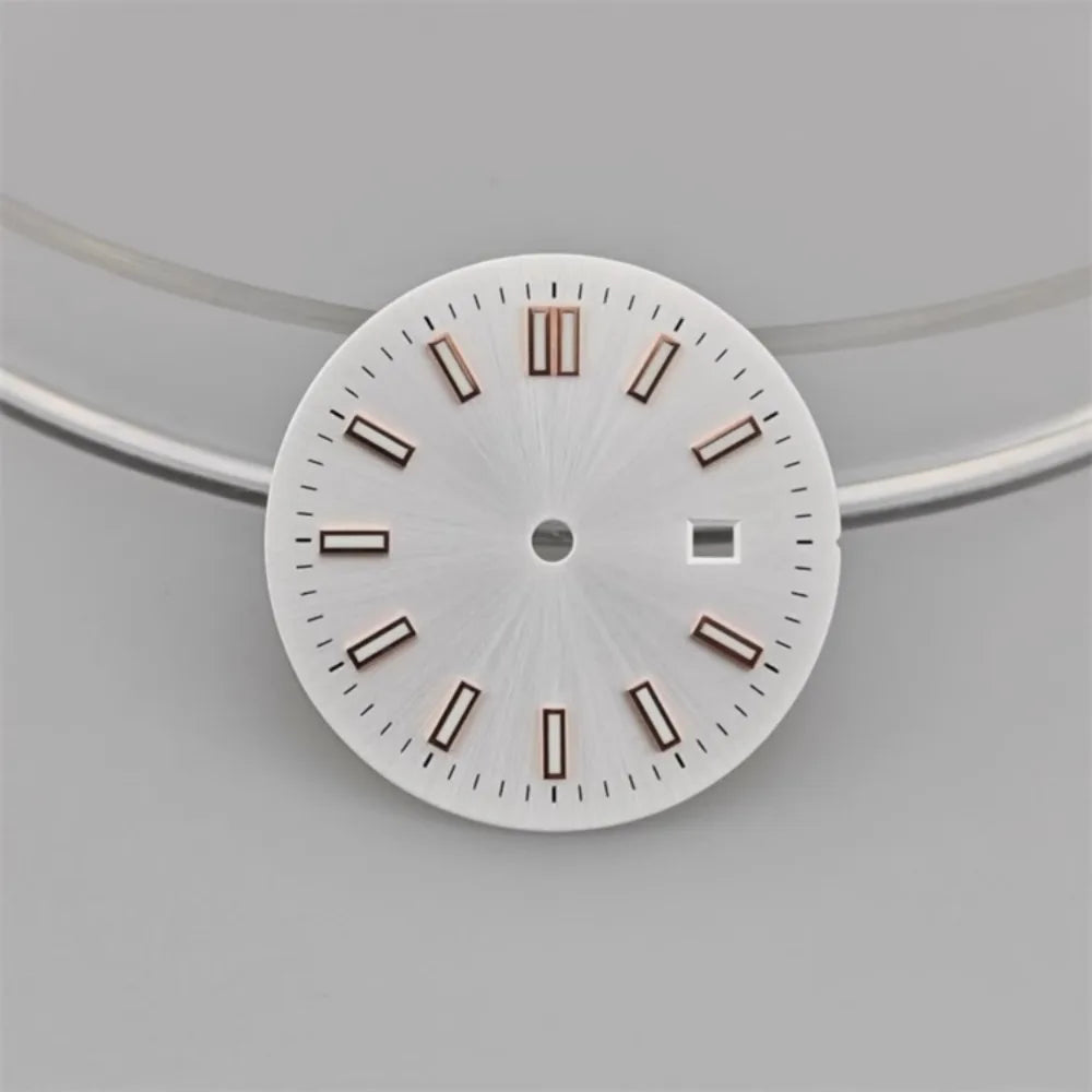 24.5MM Watch Dial Green Luminous Logbook Faces Women's Mechanical Watch Accessories for NH05 /NH06 Movement for 31mm Case