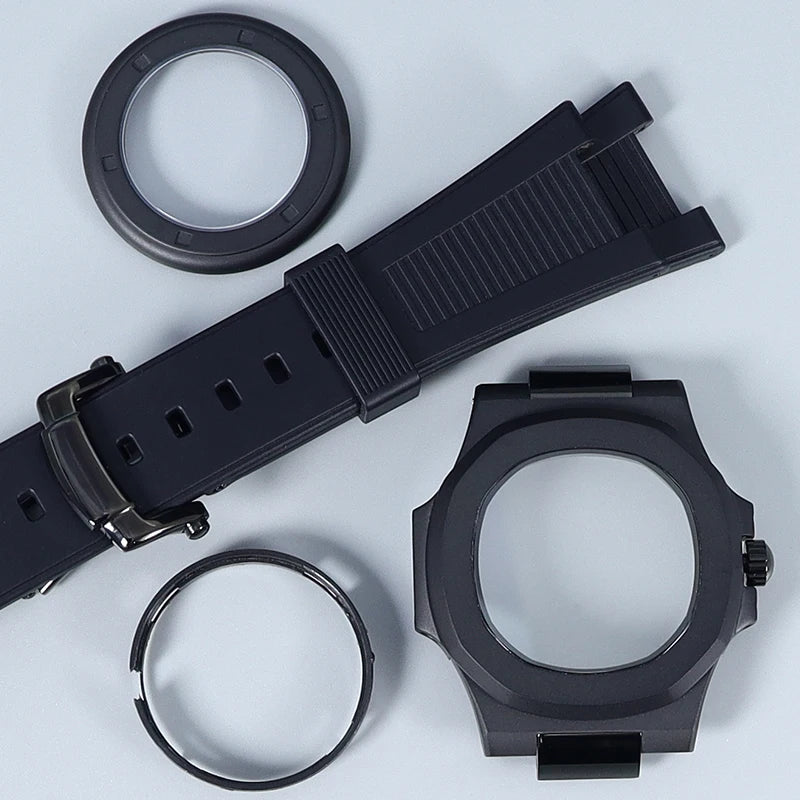 Silver/Black/Rose Gold 40mm Watch Cases Strap Parts Sapphire Glass For NH35 NH36 NH34 NH38 NH72 Movement 30.8mmDial Mod Nautilus