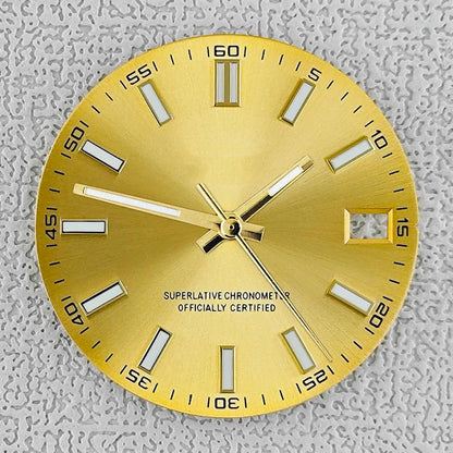 28.5mm double bar date window Watch Dial With Watch Hands Date Just Luminous Sunray Fit NH35 NH36 Watch Faces Automatic Movement