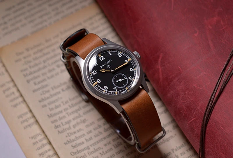 Custom logo watch Baltany S2025 D12 Retro Military Watch 36mm Swiss Luminous 10ATM Seagull  ST1701 Mechanical Watch