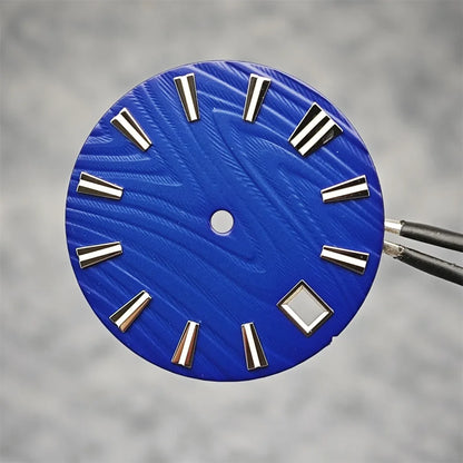 28.5mm Green Luminous Watch Dial Wood Texture Watch Faces Replace Accessories for SKX007 NH35/NH36/4R/7S Movement Watch Parts