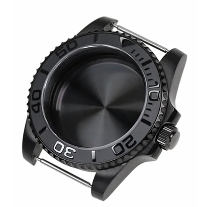 42mm Black PVD Yacht master Skx007 Steel Black Matte Waterproof Watch Case With Sapphire Crystal For Nh35 Nh36 Movement 28.5mm Dial Mods
