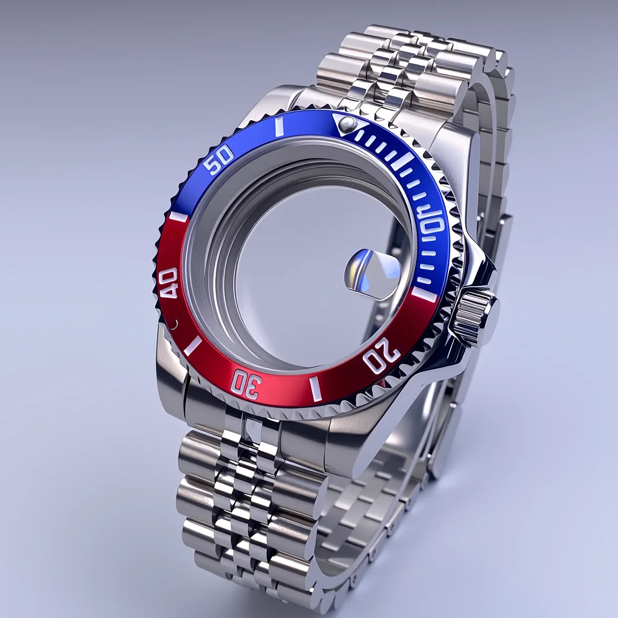 40mm SUB Case NH35 Sliver with Sapphire Crystal 120 Click Compatible with NH34/NH35/NH36 Movements Water-Resistant 28.5mm Dial