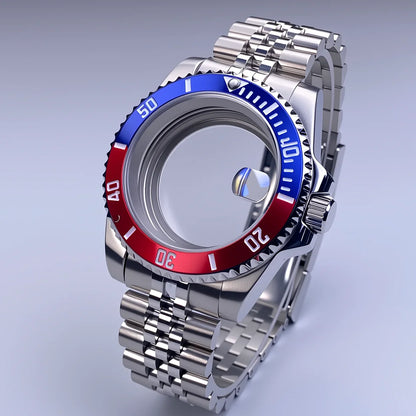 40mm SUB Case NH35 Sliver with Sapphire Crystal 120 Click Compatible with NH34/NH35/NH36 Movements Water-Resistant 28.5mm Dial