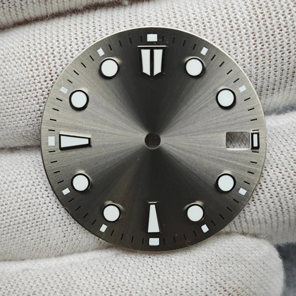 New 28.5mm Watch Dial BGW9/C3 Blue Green Luminous Watch Faces Sunray Dial Watch Accessories for NH35/NH36/4R/7S Movement