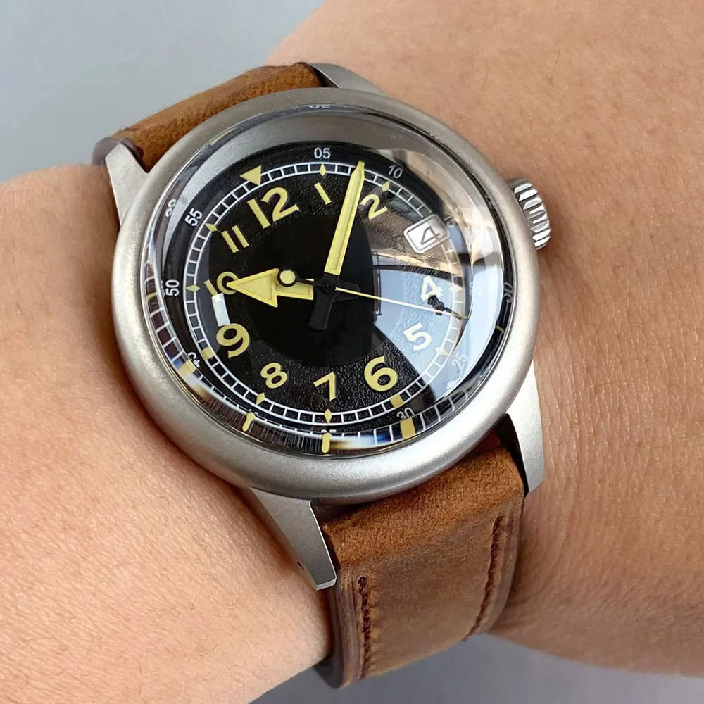 Tandorio 36mm Military Watch TD135B 20Bar NH35 Cream Dial Bouble Bow Sapphire